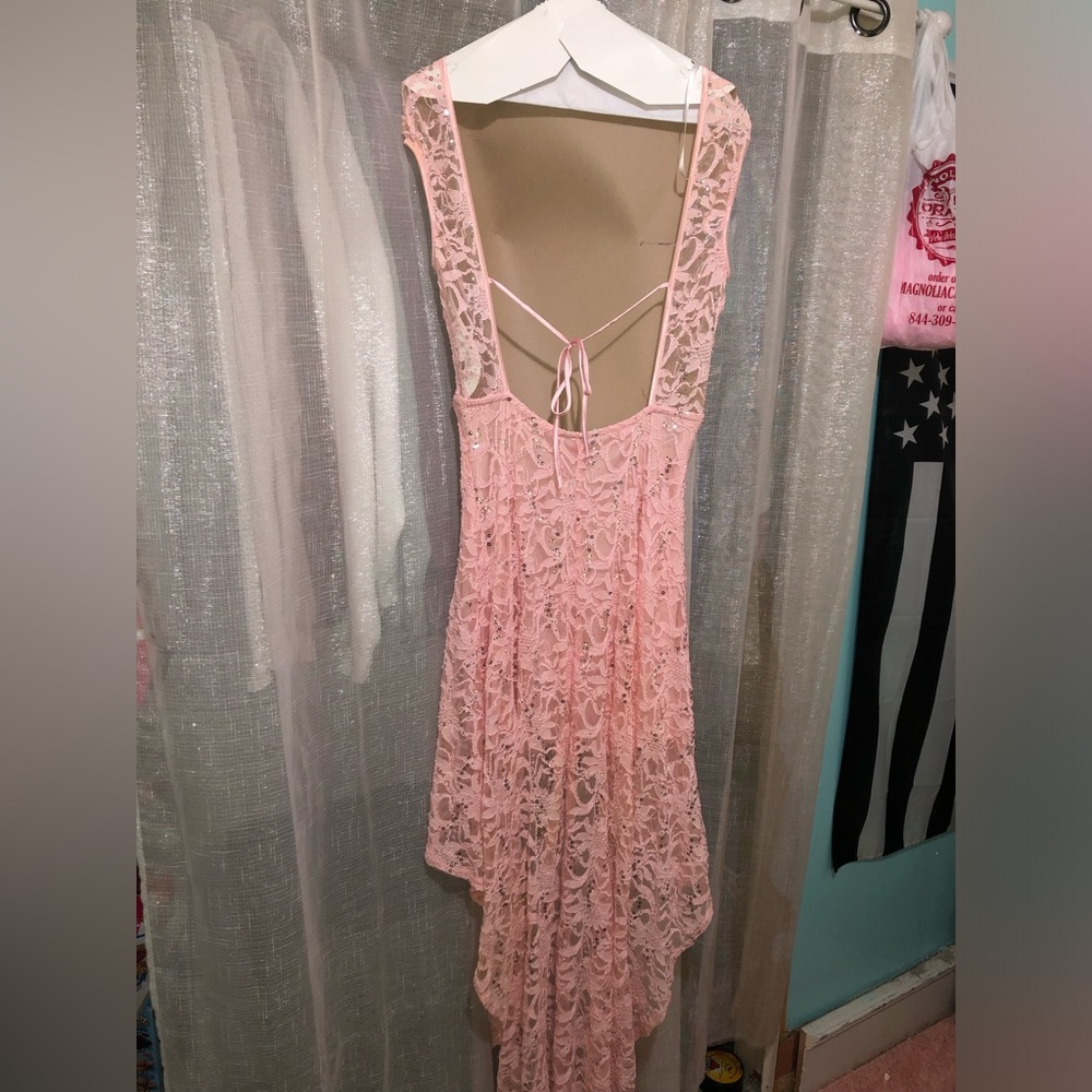Light Pink High Low Prom Dress
